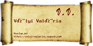 Vályi Valéria névjegykártya